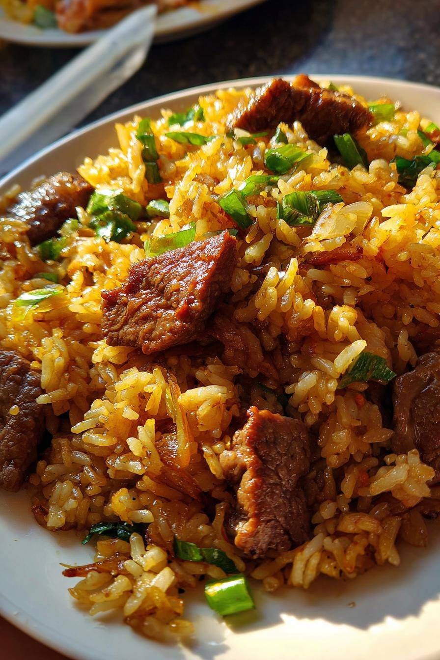 25 Minute Onion Beef Fried Rice Recipe That Beats Takeout - Recipes Time
